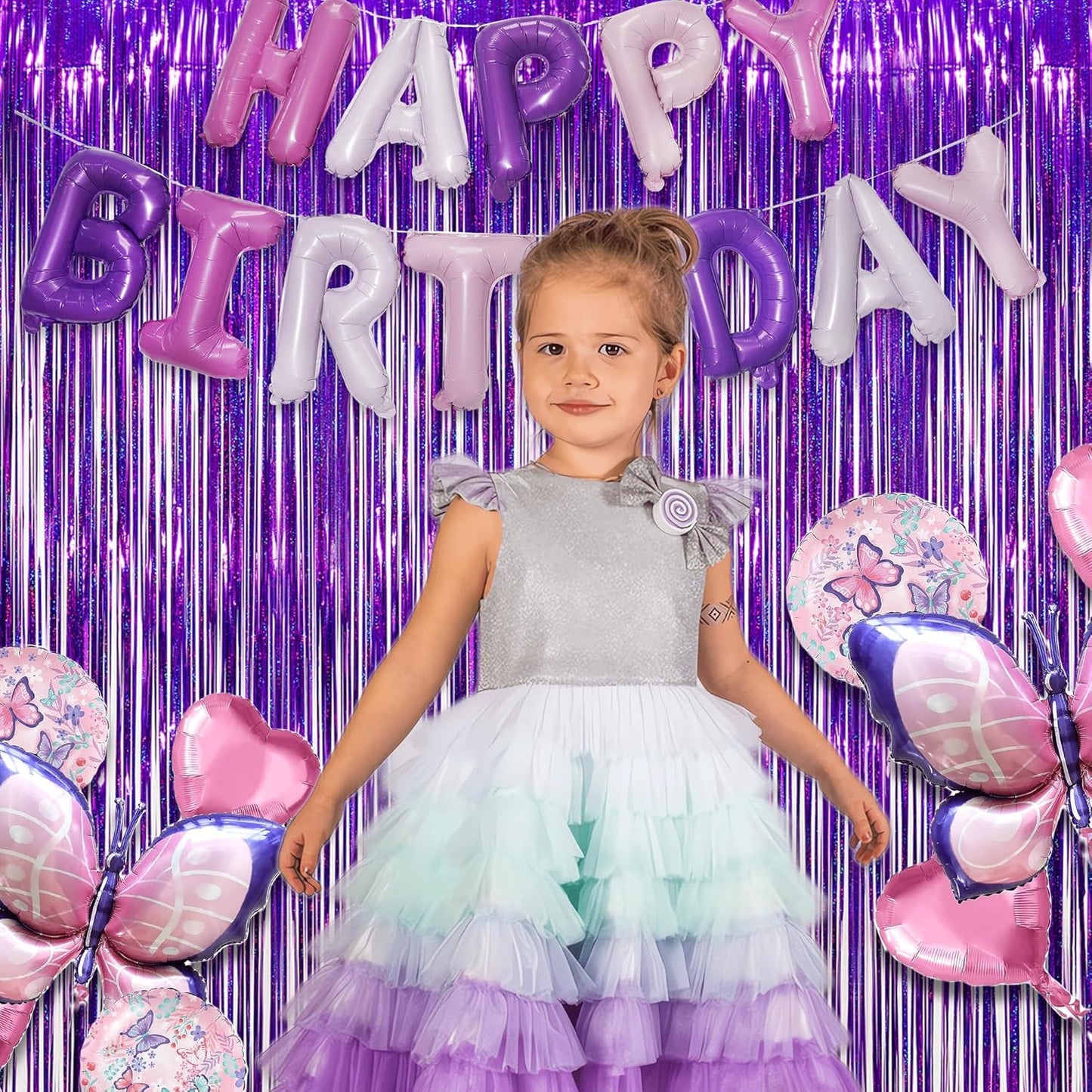 Purple Tinsel Curtain Party Backdrop - GREATRIL Foil Fringe Curtain Party Photo Booth Streamers for