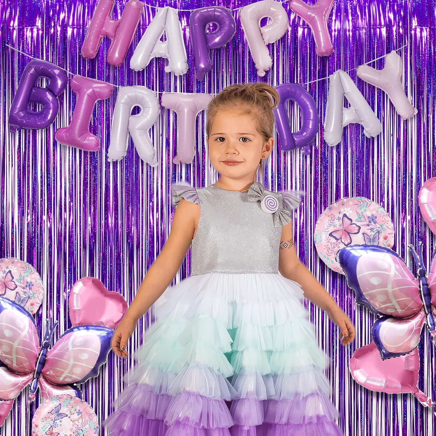 Purple Tinsel Curtain Party Backdrop - GREATRIL Foil Fringe Curtain Party Photo Booth Streamers for