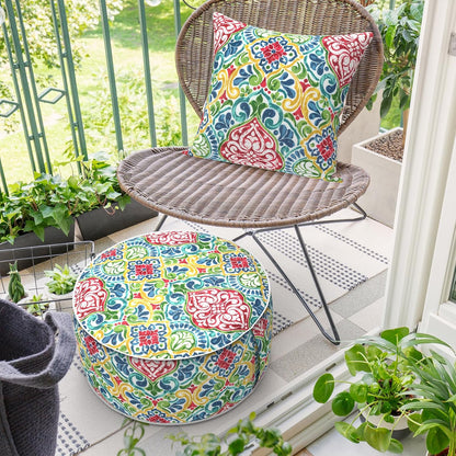 Inflatable Ottoman Stool D21 xH9 for Outdoor/Indoor Use, Water Repellent Patio Foot Rest Stool with