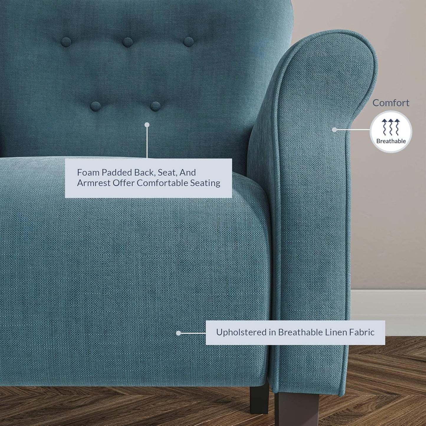 BELLEZE Modern Accent Chair, High Back Armchair, Upholstered Wingback Side Chair, Padded Single