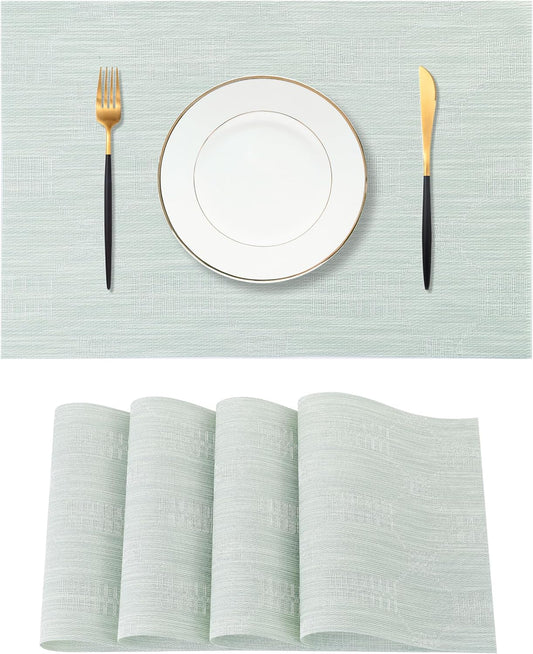 Leetaltree Mint Cream Placemats Set of 4 - Heat Resistant Non-Slip Place mats for Dining Table