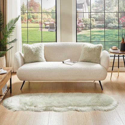 AMTOVO Faux Sheepskin Rug, Light Grey Ultra Soft Fluffy Shag Area Rug, 2 x 6 ft Faux Fur Rug for