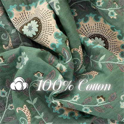 MSGKV Boho Throw Blanket for Couch Bed 100% Cotton Blankets Woven Green Blanket,Versatile Double