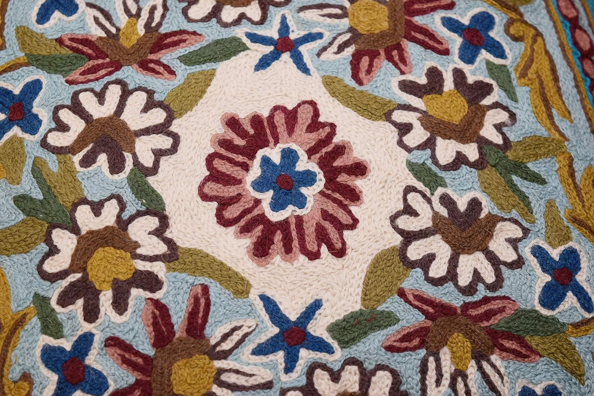 Turquoise Floral Pillow Cover Traditional Blue Flower Pillowcase Traditional Outdoor Cushion Suzani