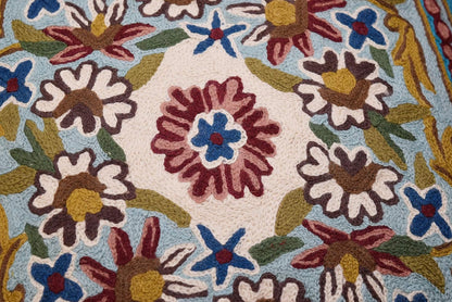 Turquoise Floral Pillow Cover Traditional Blue Flower Pillowcase Traditional Outdoor Cushion Suzani