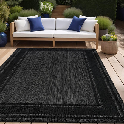 Beverly Rug Large Outdoor Rug 9x12 Modern Bordered Area Rugs for Indoor and Outdoor Patio Deck