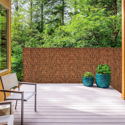 Brown 2 Pack 4FT X 16.4FT Reed Fencing Roll, Balcony Privacy Shade Reed Bamboo Fencing Garden Fence