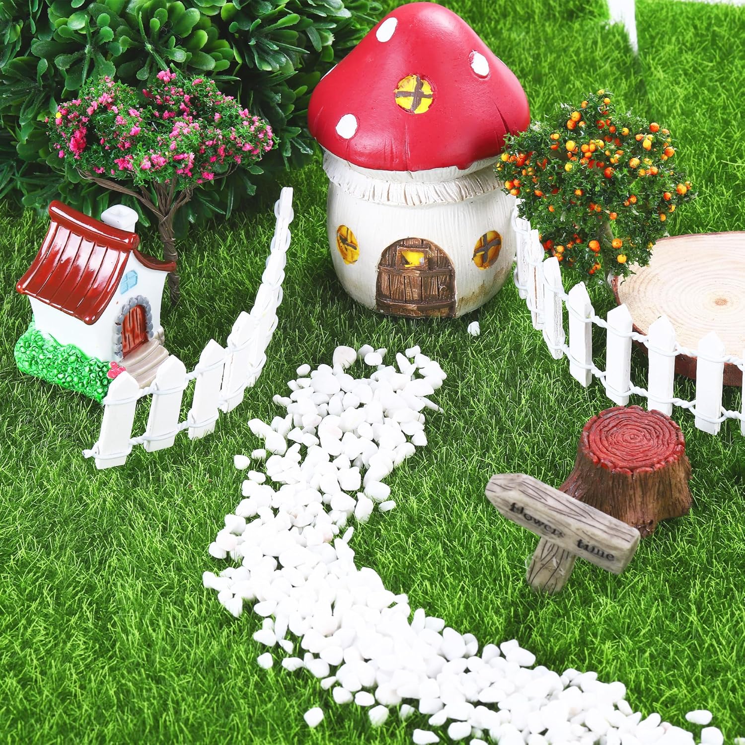 Elcoho 18 Pieces Fake Grass for Crafts Fairy Garden 6 x 6 Inches Artificial Garden Grass for