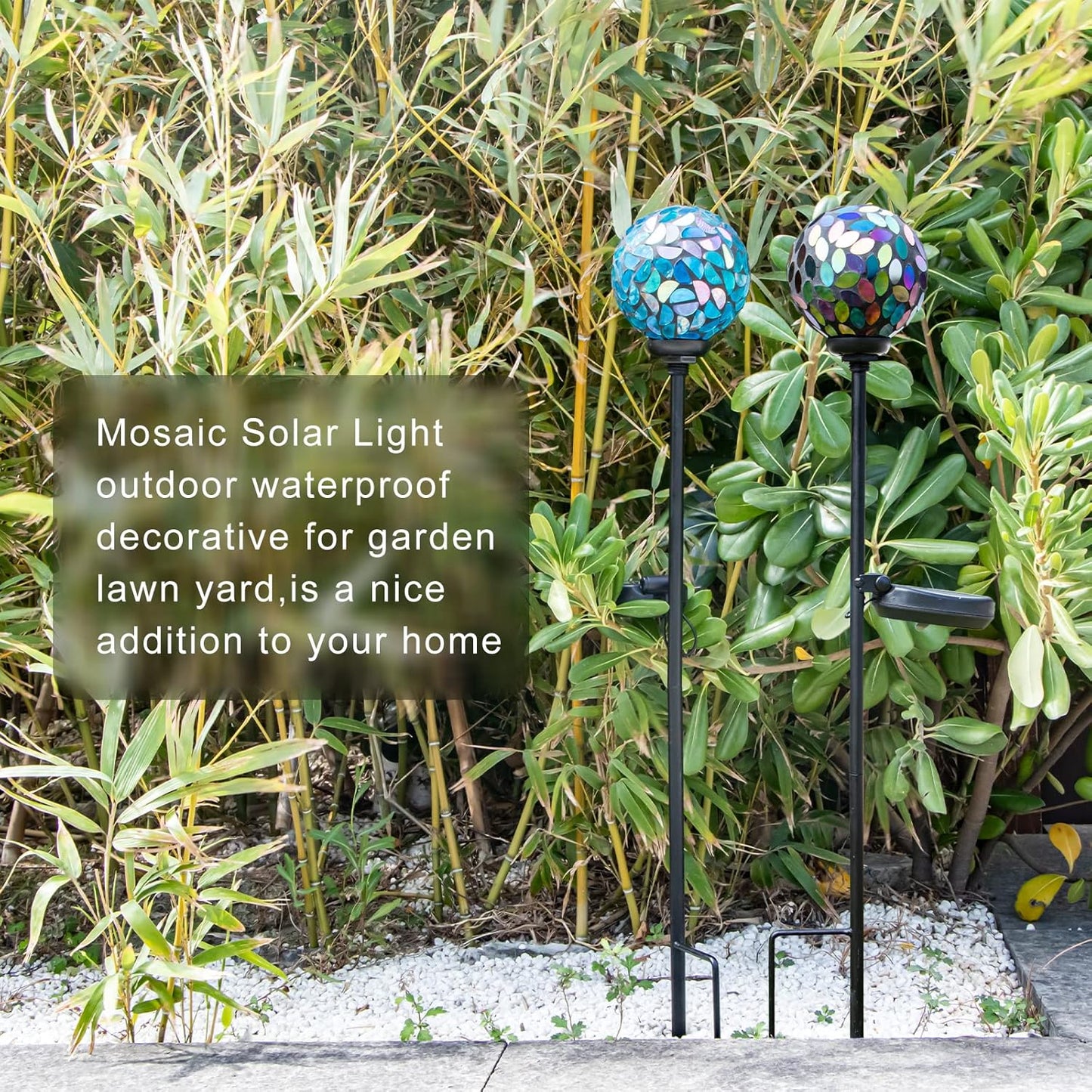 VCUTEKA Solar Garden Decorative Lights Outdoor, Mosaic Solar Light Waterproof LED Pathway Stake