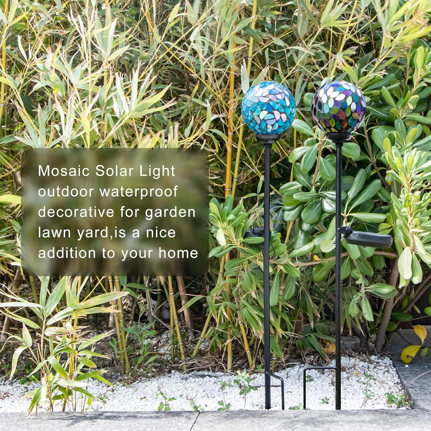 VCUTEKA Solar Garden Decorative Lights Outdoor, Mosaic Solar Light Waterproof LED Pathway Stake