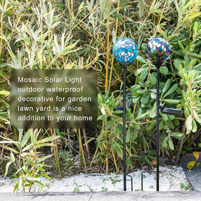 VCUTEKA Solar Garden Decorative Lights Outdoor, Mosaic Solar Light Waterproof LED Pathway Stake