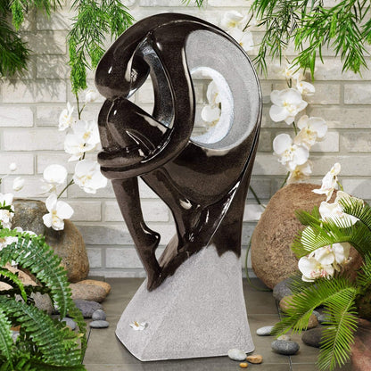 Graceful Form 43" High Large Modern Zen Indoor Outdoor Decor Resin Floor Fountain with Light LED