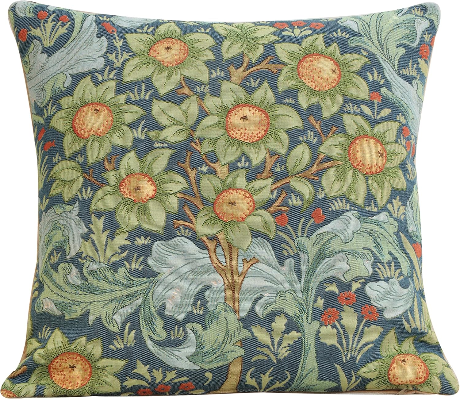 Charlotte Home Furnishings Decorative Tapestry Pillow Cover 19x19 in, Blue Arabesques Couch Throw