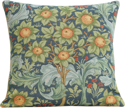 Charlotte Home Furnishings Decorative Tapestry Pillow Cover 19x19 in, Blue Arabesques Couch Throw