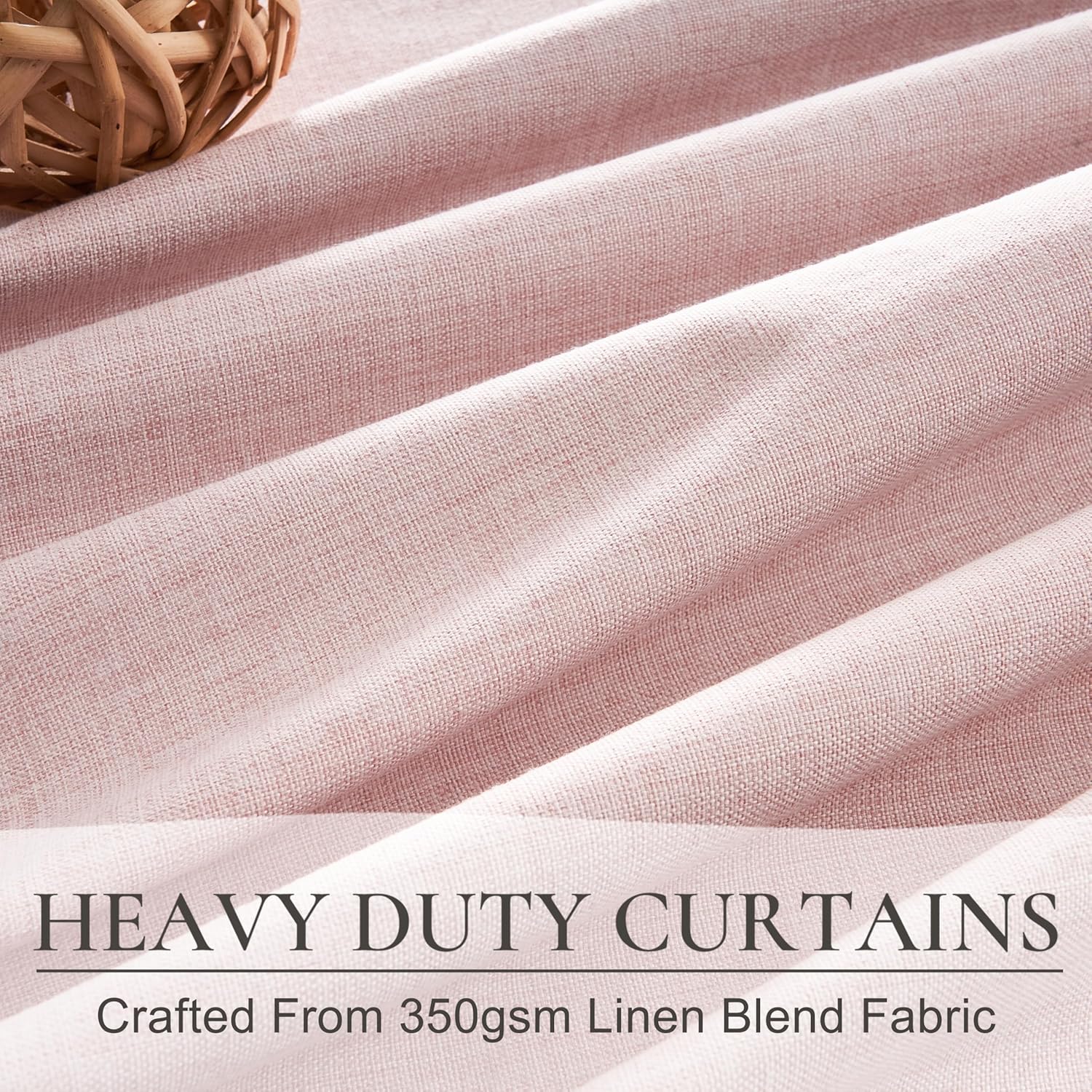 Baby Pink Black Out Curtains 96 Inch Long for Grils Bedroom 2 Panels Set, Cute Pinch Pleat Flax
