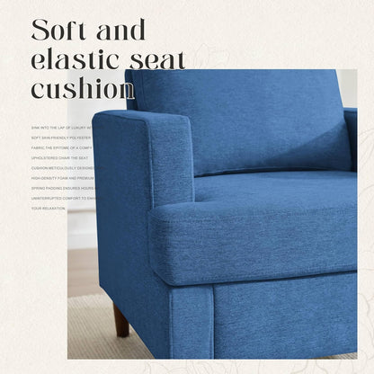 Mid-Century Accent Chair,Modern Linen Fabric Armchair for Living Room,Comfy Upholstered Reading