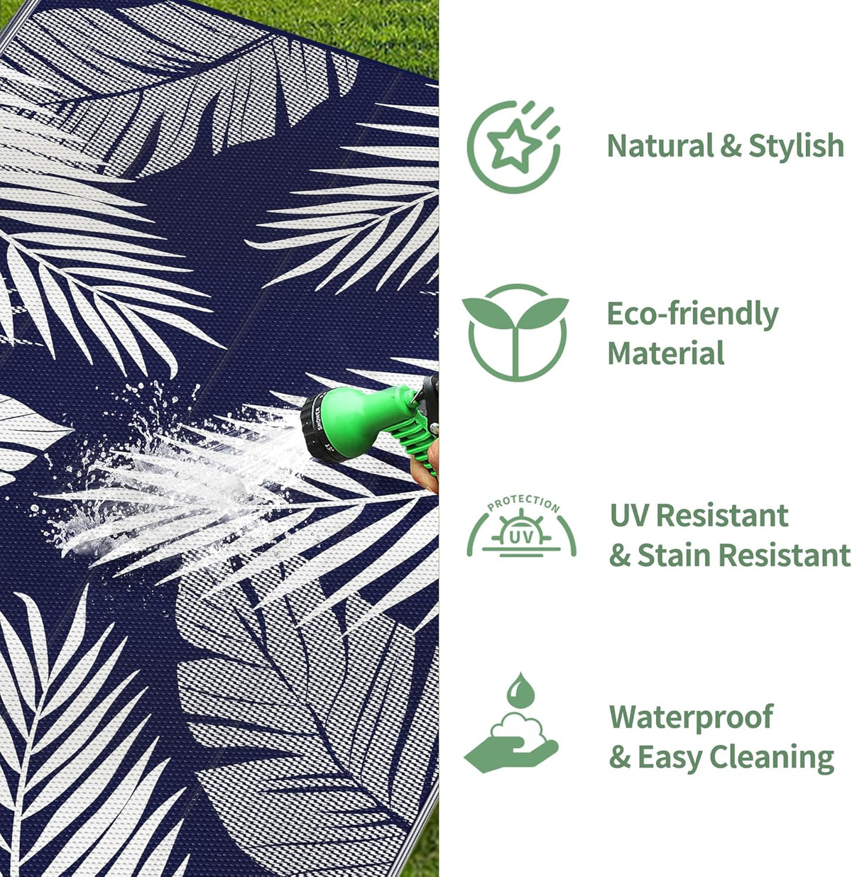 GENIMO Outdoor Rug 4' x 6' Waterproof for Patios Clearance, Reversible Outdoor Plastic Straw