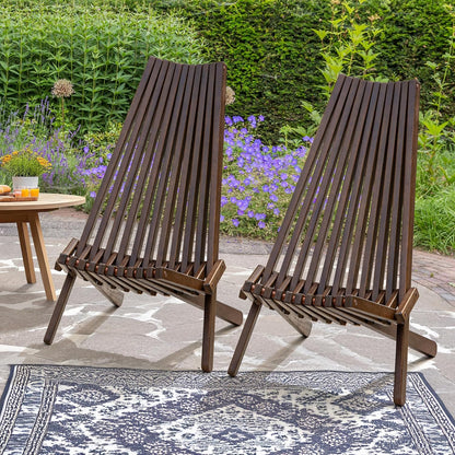 IDZO Elina FSC Eucalyptus Tamarack Chairs, 300Lbs Capacity Modern Adirondack Style, Wooden Folding