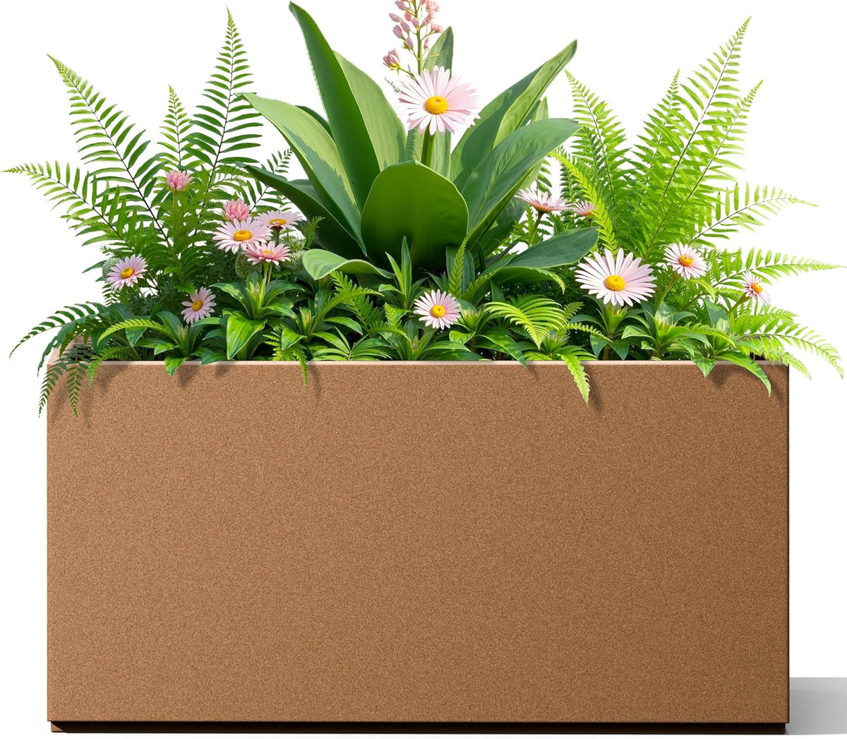 FENCY Metal Rectangular Planter Box, Large Planters for Outdoor Plants, Tall Planters for Outdoor