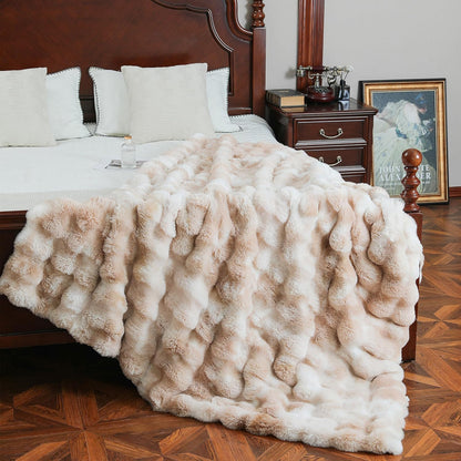 UKELER Camel Large Fluffy Bed Blankets Throws Twin Size, Cozy Shaggy Faux Fur Blanket Soft Plush