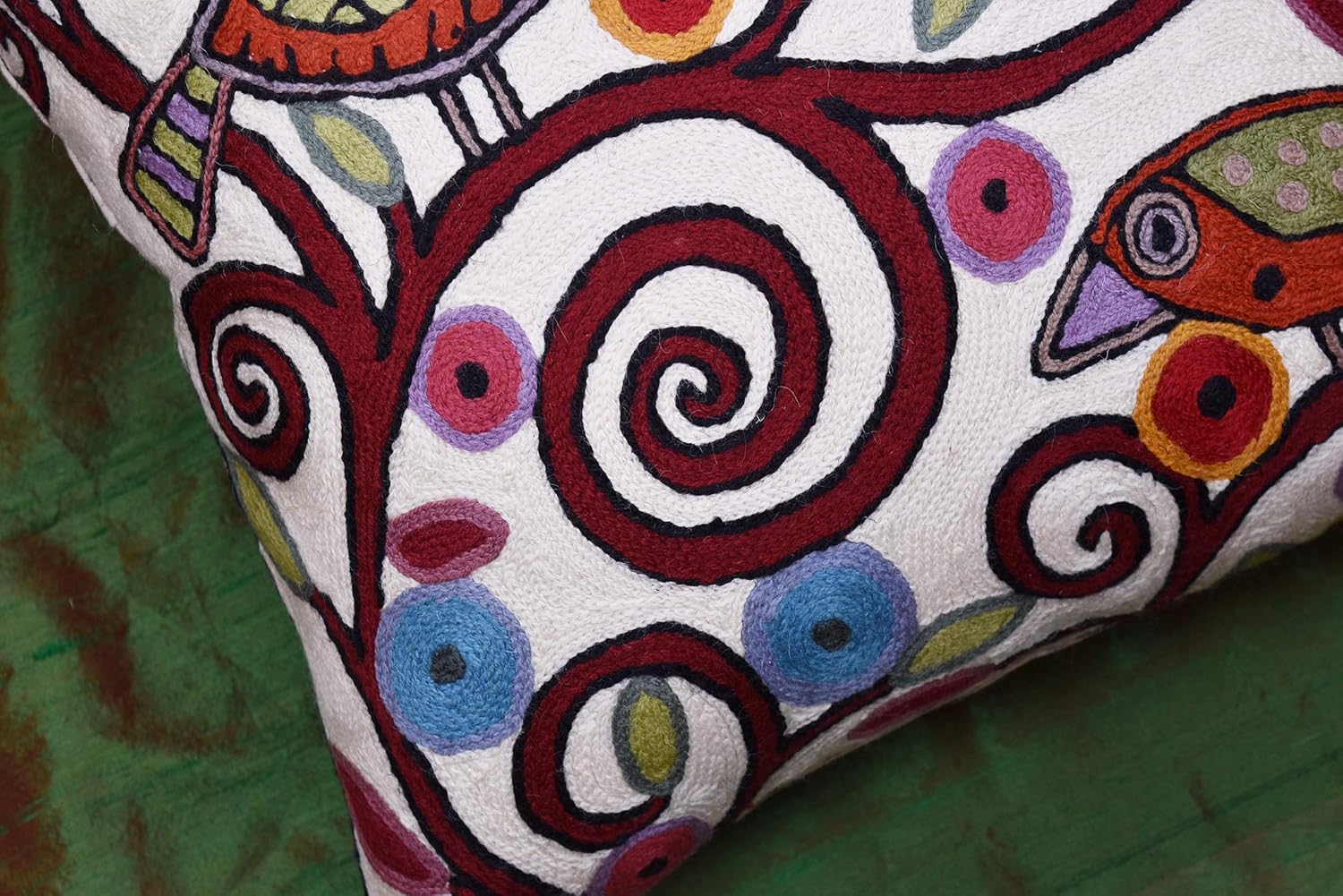 Cream Tree of Life Pillow Cover Birds White Floral Pillowcase Flower Accent Botanical Pillowsham