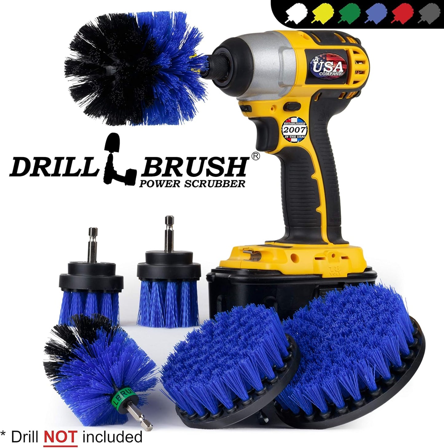 Pool Accessories - Cleaning Supplies - Drill Brush - 5 Piece Spin Brush Pool Cleaning Kit - Pool