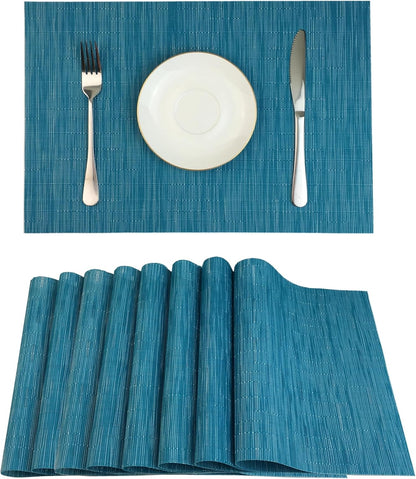 WAZAIGUR Placemats Set of 8 for Dining Table Heat-Resistant Washable Place Mats Woven Vinyl Kitchen
