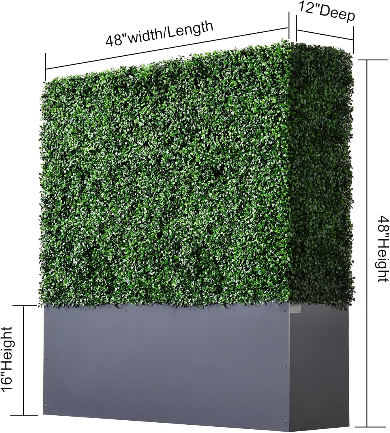 AGPL Upgraded Artificial Boxwood Hedge Wall with Gray Color Planter Room Divider and Privacy Wall