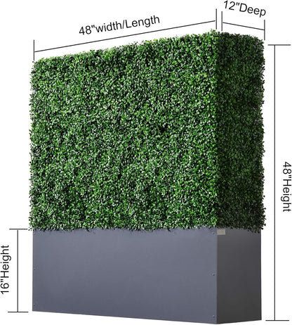 AGPL Upgraded Artificial Boxwood Hedge Wall with Gray Color Planter Room Divider and Privacy Wall