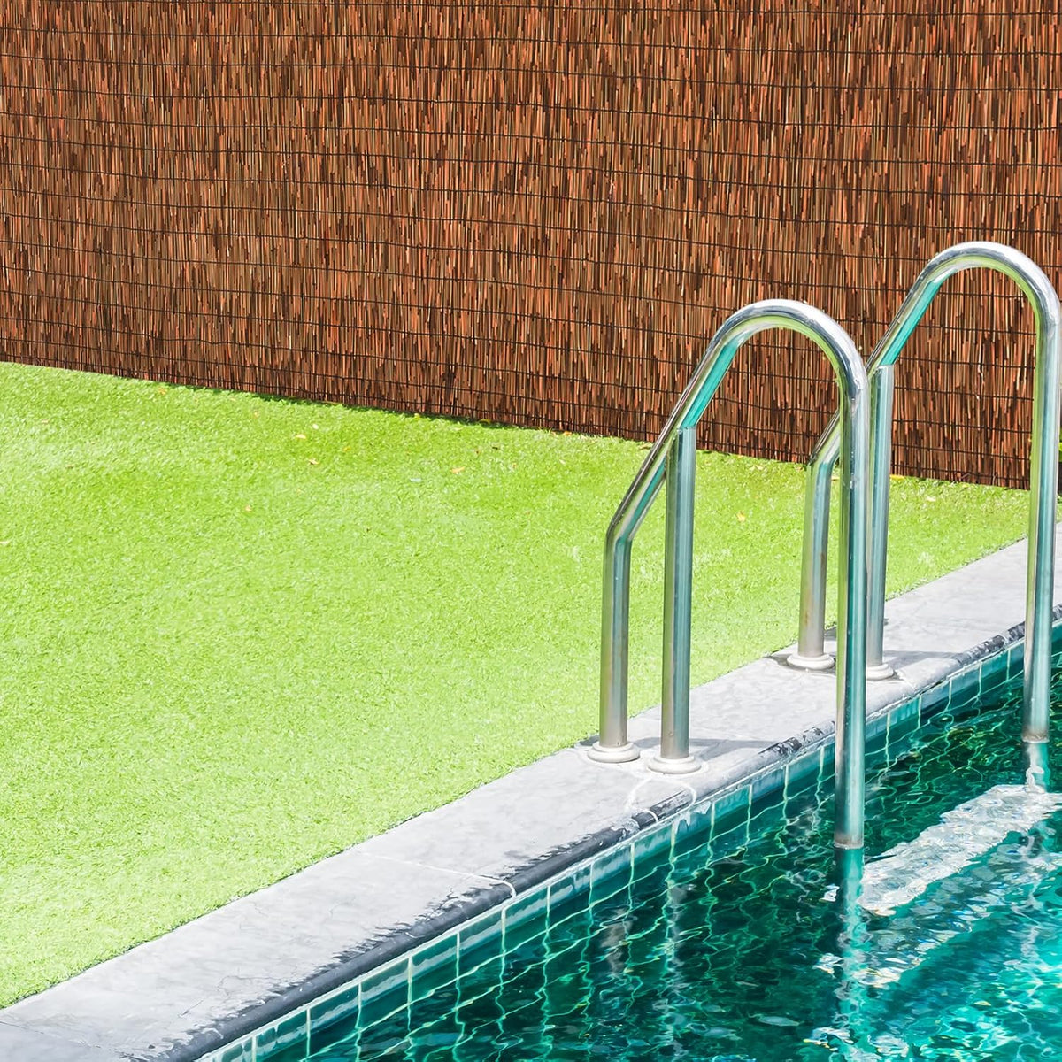 Brown 4FT X 16.4FT Reed Fencing Roll, Balcony Privacy Reed Shade Bamboo Fencing Garden Fence