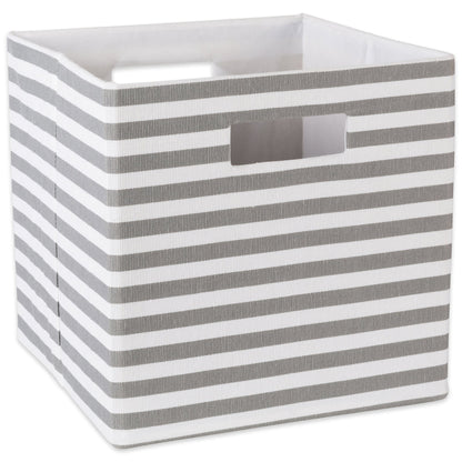 DII Collapsible Polyester Storage Cube, Pinstripe, Gray, Large