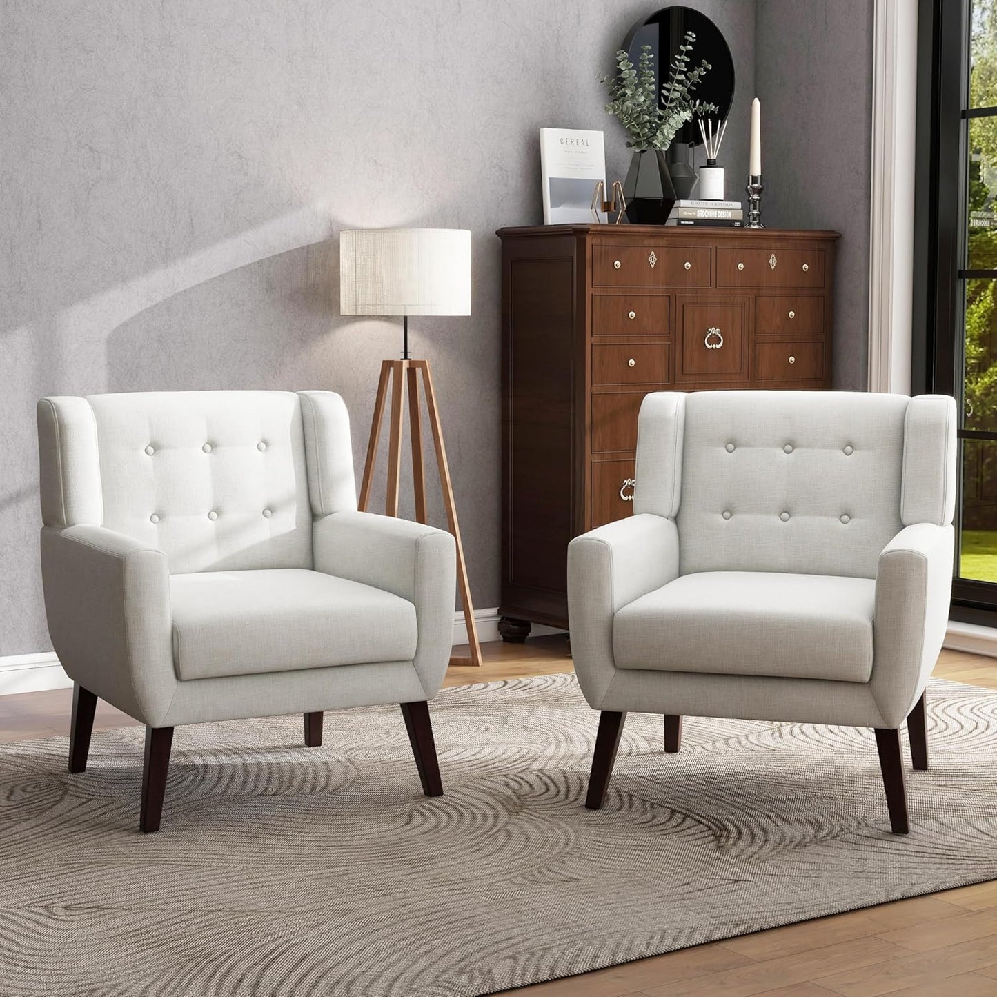UIXE Accent Chair Modern Upholstered Armchair, Comfy Living Room Arm Chairs Mid Century Single Sofa