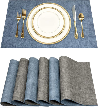 SUEH DESIGN Leather Placemats Set of 6 Reversible Table Mats Heat Resistant Waterproof No-Slip