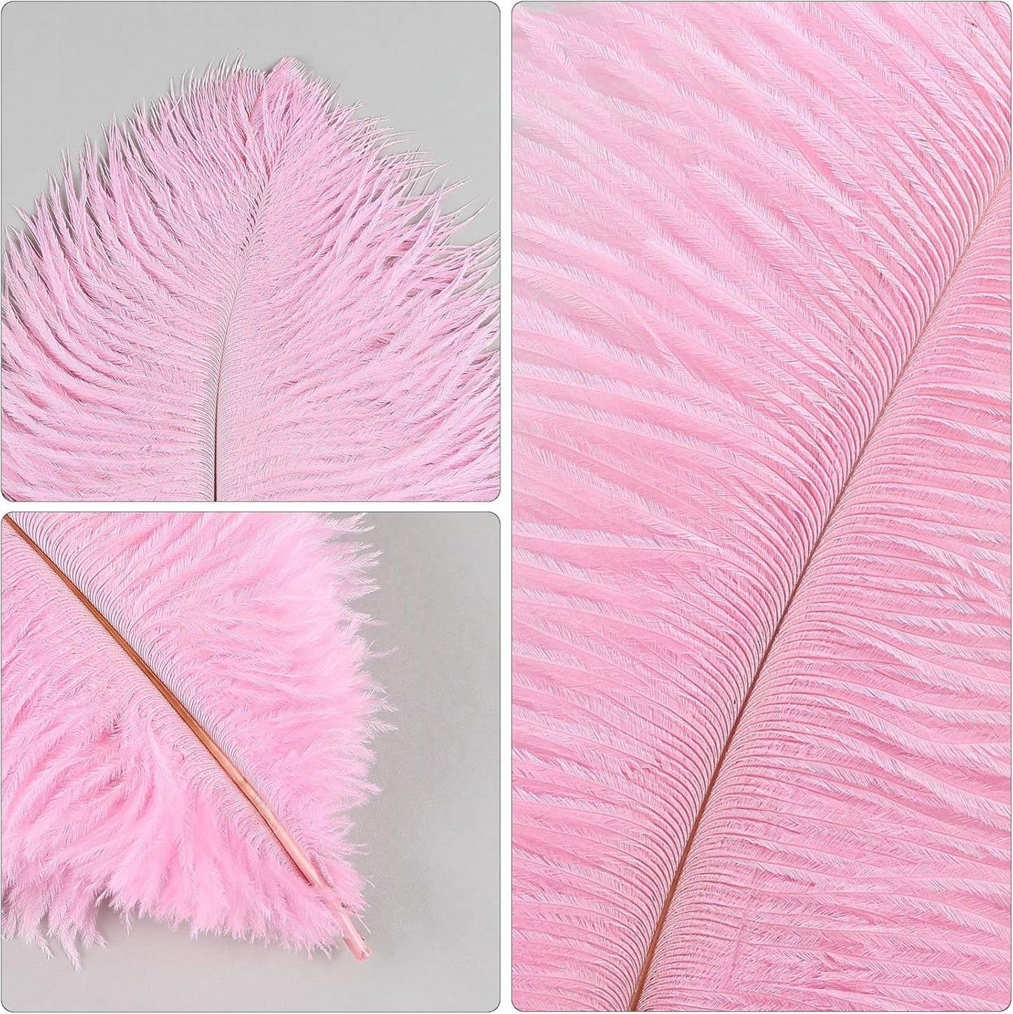 THARAHT Pink Ostrich Feathers 12pcs Natural Bulk 8-10Inch 20cm-25cm for Crafts Wedding Party