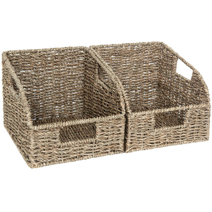 StorageWorks Seagrass Storage Baskets, Pantry Baskets, Natural, 2-Pack