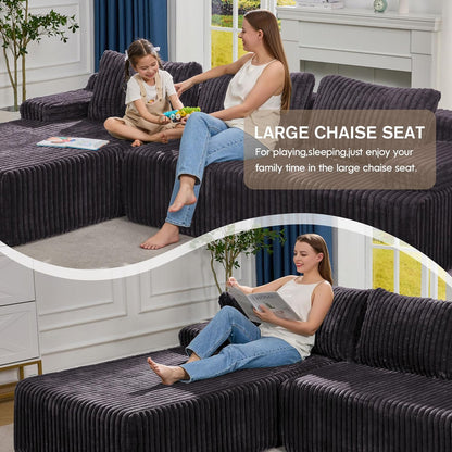 Hobestluk Modular Sectional Sofa Couches 108" L-Shape Couch 3 Seat Modular Sofa Memory Foam