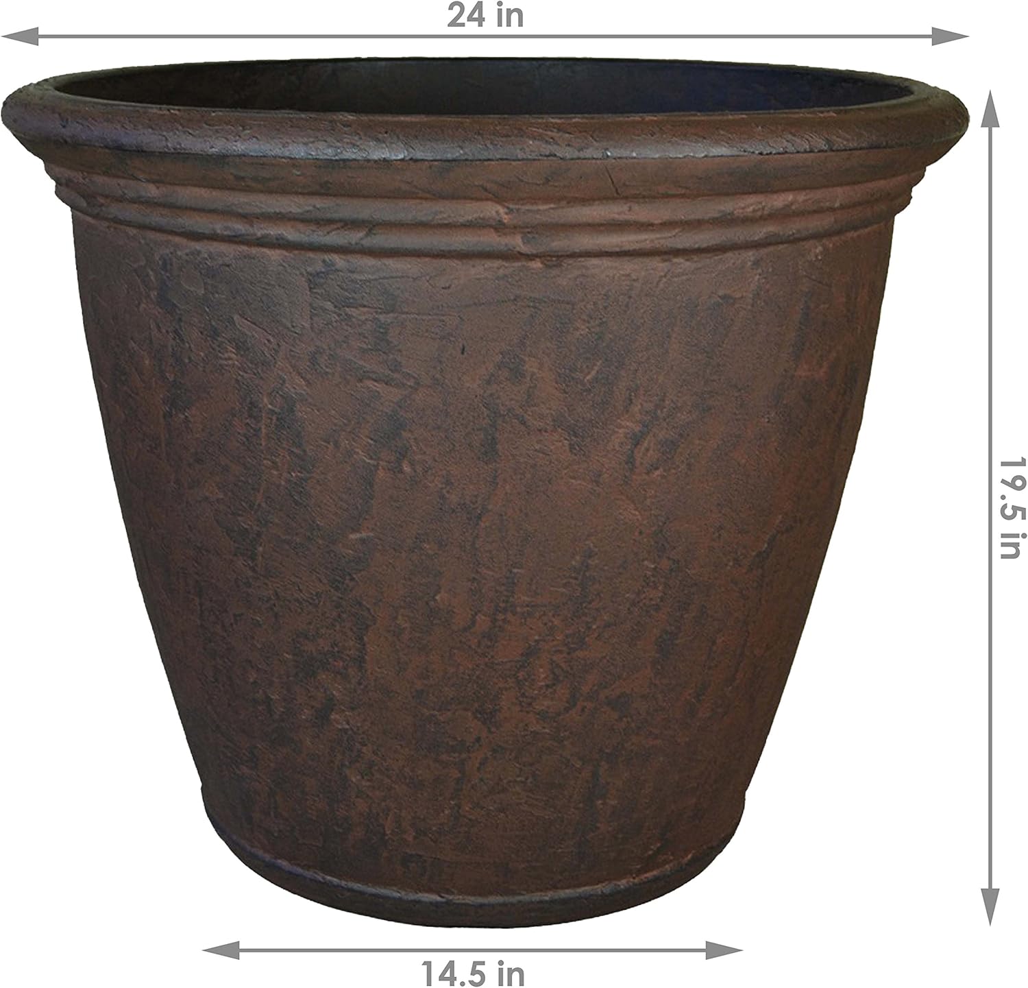 Sunnydaze 24-Inch Anjelica Large Plastic Pot for Plants - Outdoor Polyresin Round Planter with