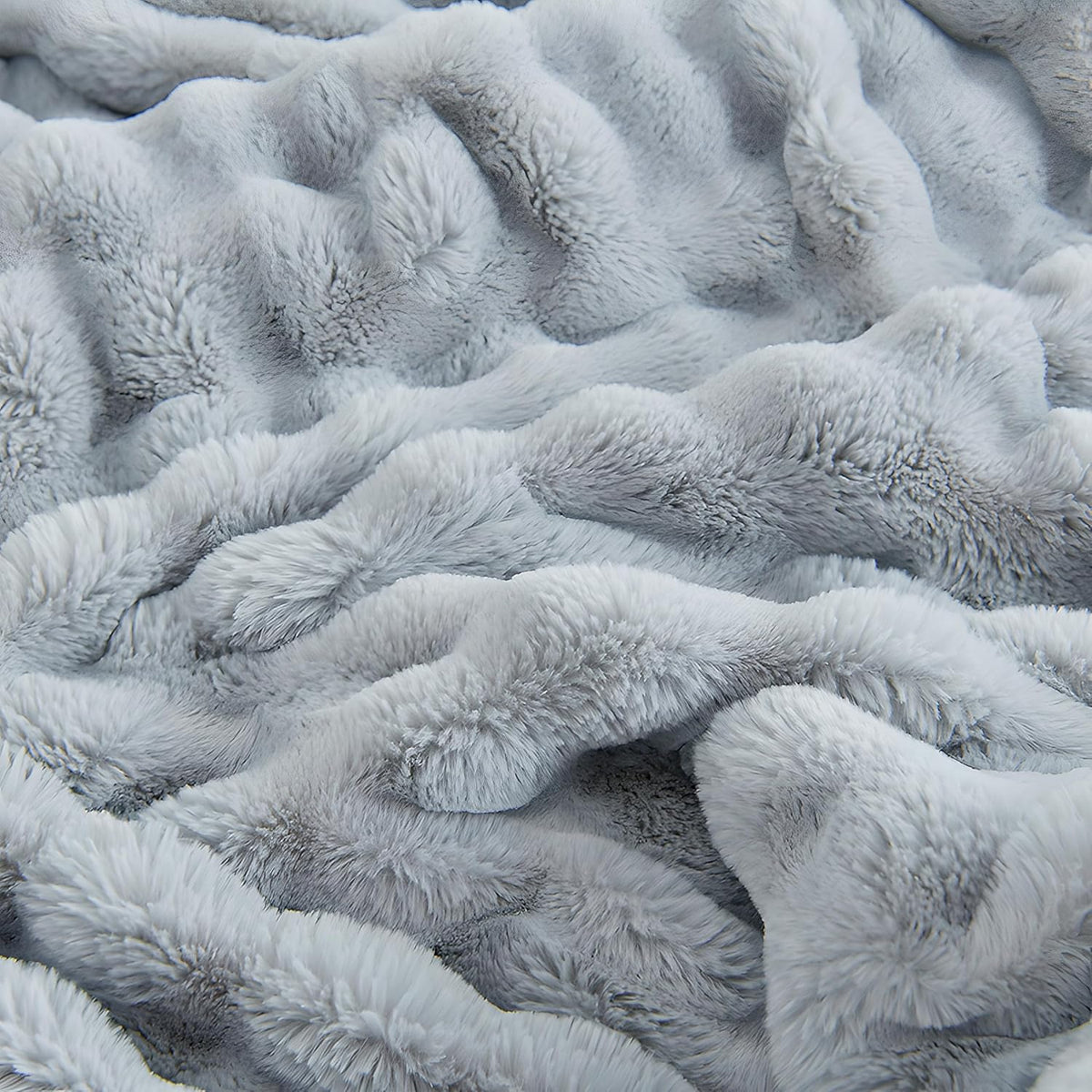 UKELER Ultra Soft Throw Blanket Grey Fluffy Blankets & Throws Faux Fur Blanket for Couch, Bed, Sofa