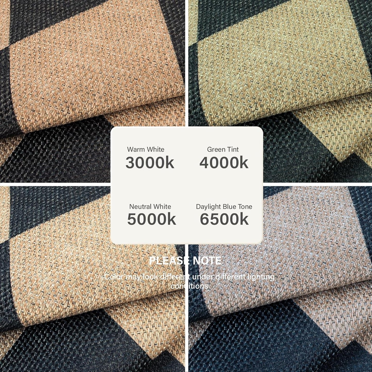 Lahome Checkered Round Rugs 6ft, Washable Easy Jute Circle Patio Rug Indoor Outdoor Rugs for Living