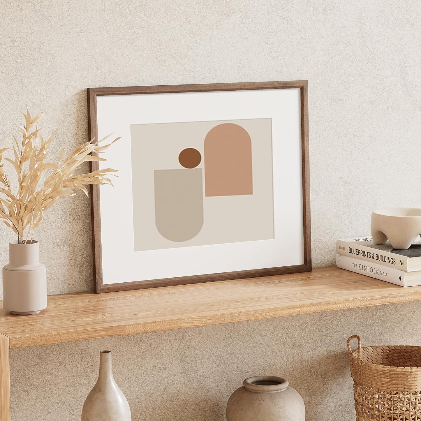 16x20 Picture Frame Set of 4 Natural Solid Walnut Photo Frames with 11x14 Removable Mat Wall