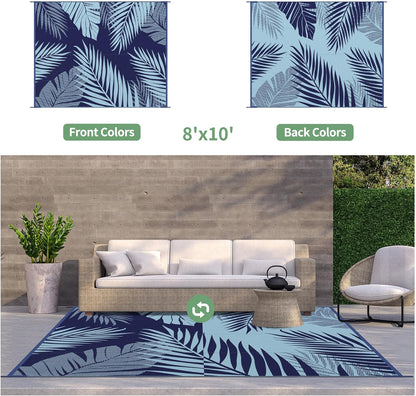 GENIMO Outdoor Rug 8' x 10' Waterproof for Patios Clearance, Reversible Outdoor Plastic Straw