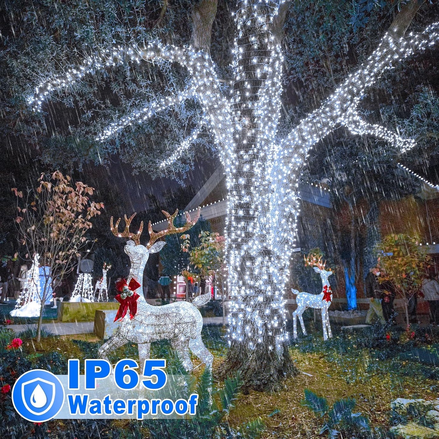 2 Pack Christmas Lights Outdoor, Total 200FT 600LED Christmas Tree Lights with 8 Modes Waterproof