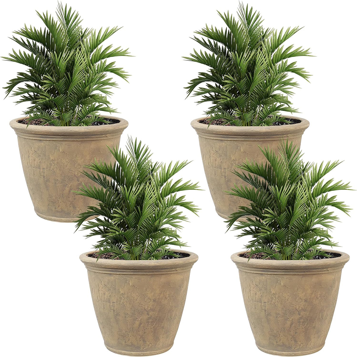 Sunnydaze 24-Inch Anjelica Large Plastic Pot for Plants - Outdoor Polyresin Round Planter with