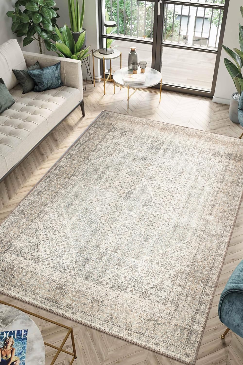 Keen Home Design 5x7 Rug - Machine Washable Area Rug with Non-Slip Backing, Ideal for Living Room