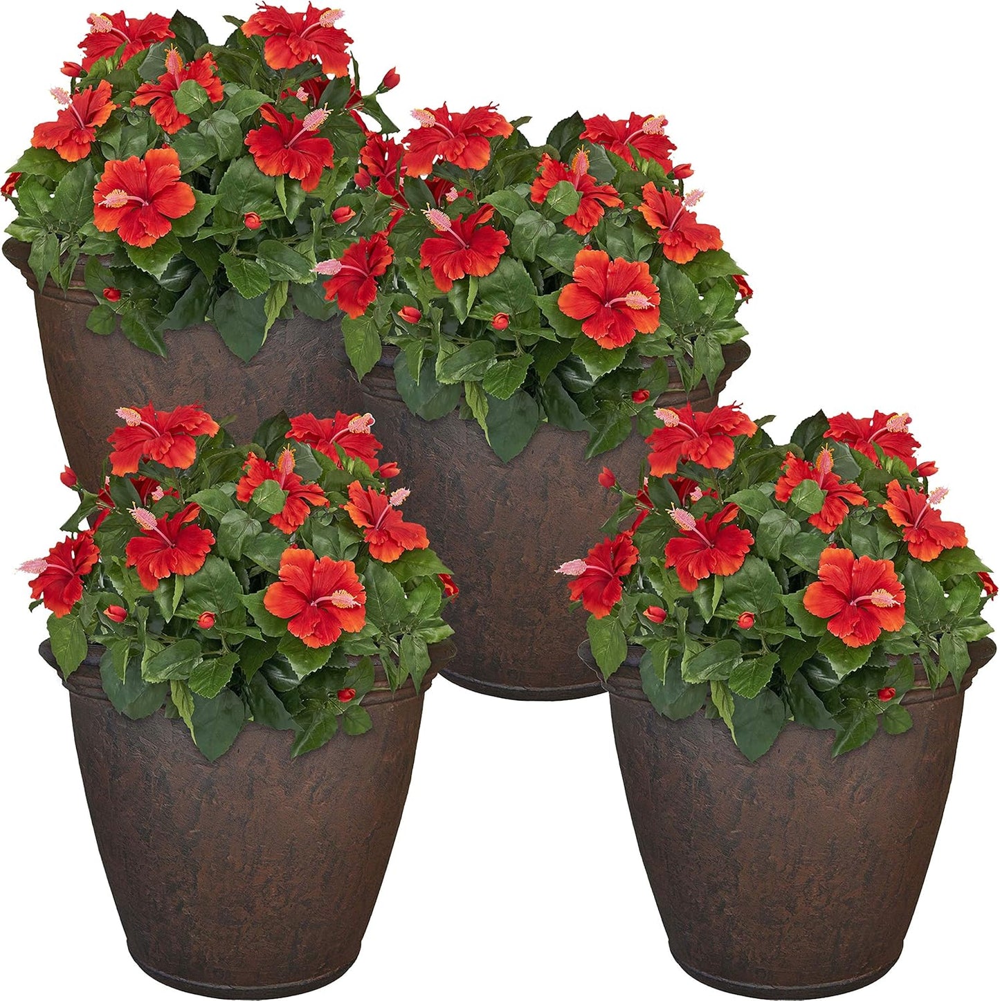 Sunnydaze 24-Inch Anjelica Large Plastic Pot for Plants - Outdoor Polyresin Round Planter with
