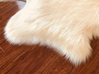 LAMBZY Faux Sheepskin Hypoallergenic Free Shape Shag Rug, Luxury Shaggy Silky Plush Carpet for