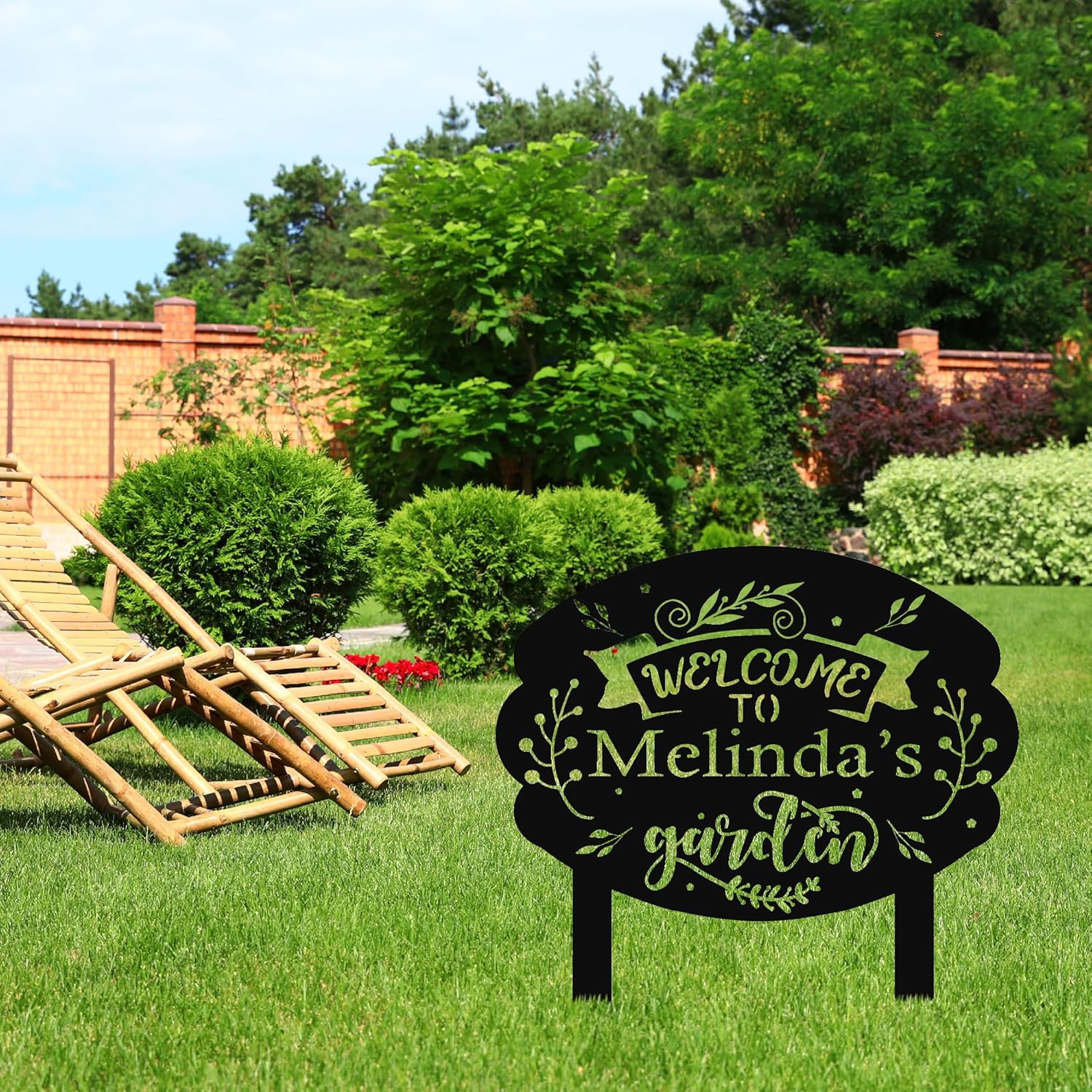 Personalized Metal Garden Sign with Stake, Custom Garden Decor for Outdoor, Custom Family Name