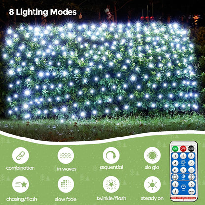 WBao Solar Christmas Lights Outdoor 360LED 11.5ft x 6.9ft Christmas Bushes Lights with Remote, 8