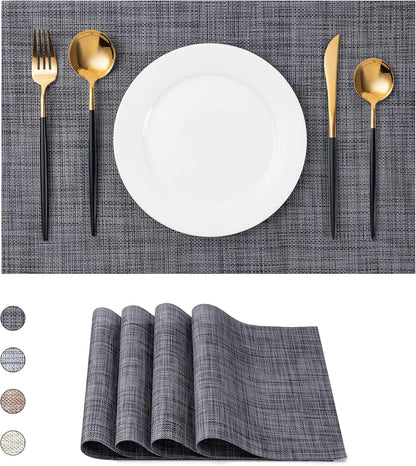 CADONO Placemats Set of 4 Washable Indoor/Outdoor Vinyl Place Mats for Dining Table Durable