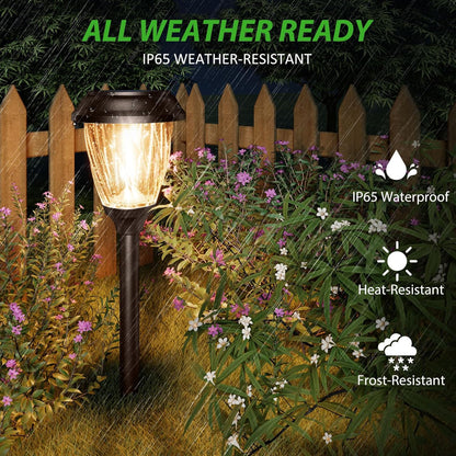 XMCOSY+ Solar Lights Pathway Outdoor - 2 LED Modes 10/25 LM Solar Powered Yard Garden Lighting